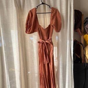 Billabong Terracotta Jumpsuit with Puff Sleeves